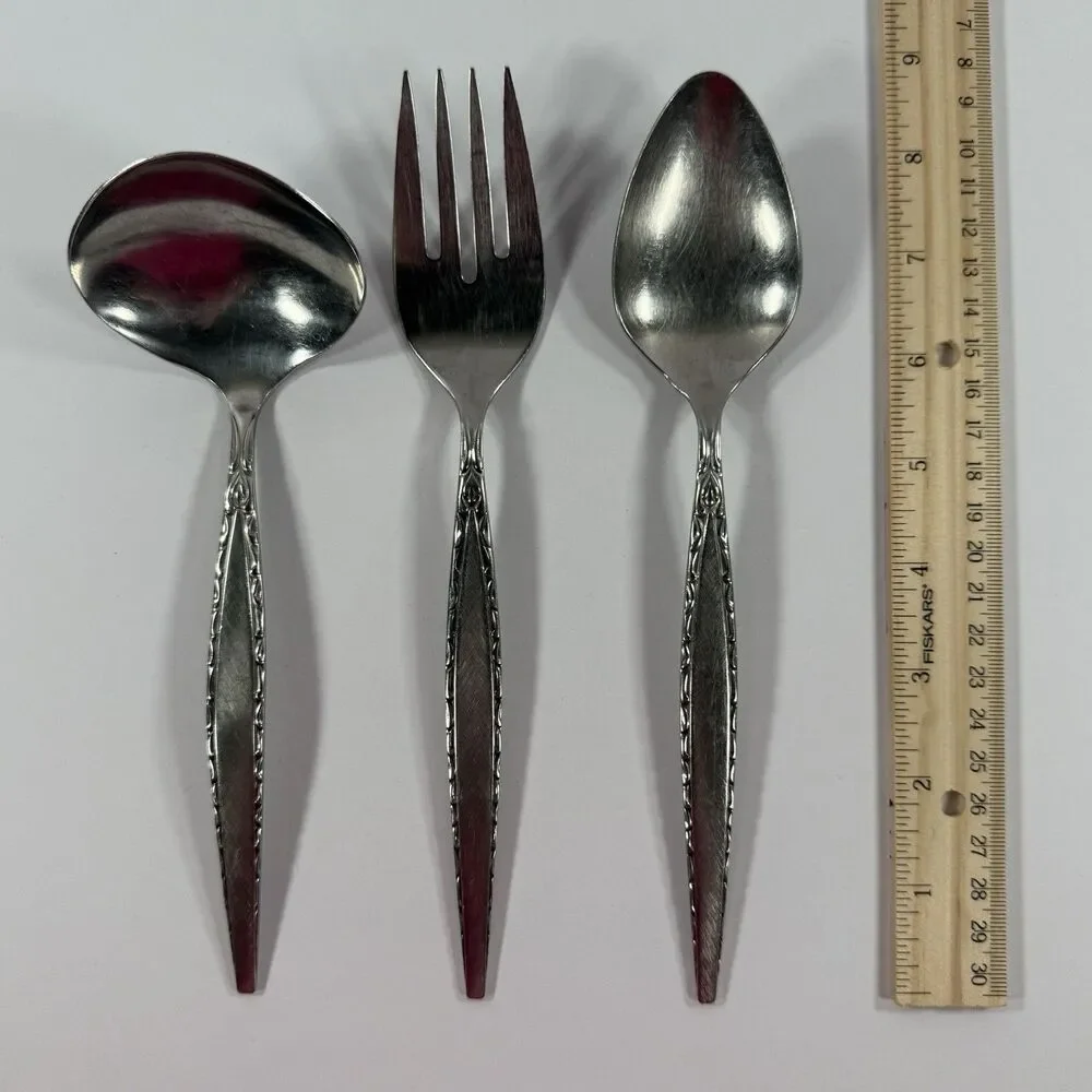 Oneida Venetia 3 Serving Pieces Gravy Fork Community Stainless Flatware Vintage